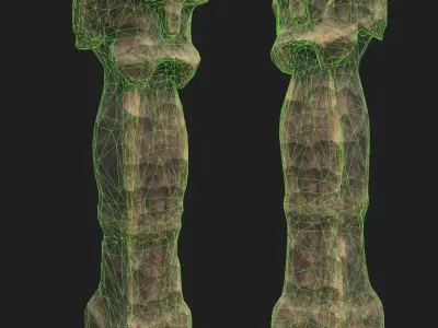 High Slavic Wooden Medieval Settlement Totem Statue Low-poly 3D model