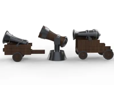 cannon Low-poly 3D model 3