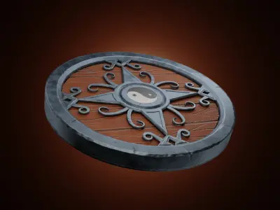 Stylized Medieval Shield Low-poly 3D model