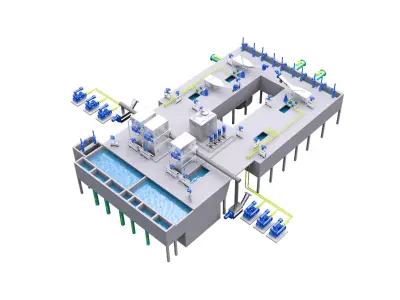 Wastewater treatment plant - industrial drainage kit 3D model