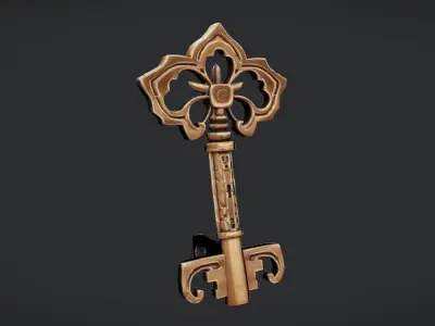 ornate antique key 3D model purchase