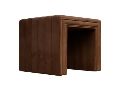 Brown Faux Leather Ottoman 3D model