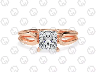 Ring 228 Princess shape split shank solitaire ring with Gems 3D print model