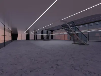 Futuristic mall Ladder future exhibition interior and exterior 3D model