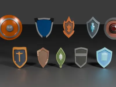Low Poly Medieval Weapons and Shields Pack  20 Models Low-poly 3D model