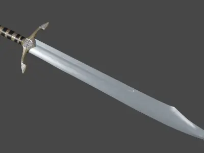 Falchion sword with Excalibur handle Low-poly 3D model
