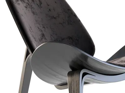 Carl Hansen CH07 Shell Chair Lounge Chair black 3D model