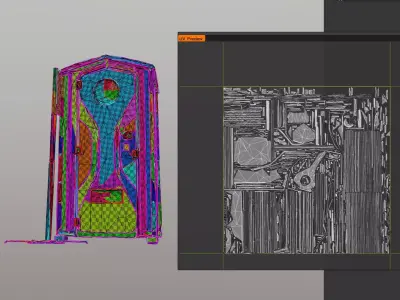 Industrial Toi Toi mobile toilet with support Low-poly 3D model