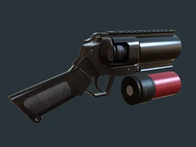 Mini Grenade launcher gaming weapon model Low-poly 3D model