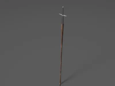 Spear sword with wooden handle Free low-poly 3D model