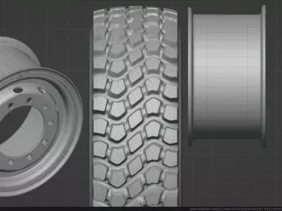 Military truck wheel 3D model purchase
