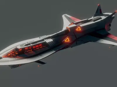 Sillage - space frigate - 3D spaceship model Low-poly 3D model