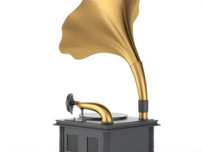 An antique gramophone a gramophone from old-fashioned 3D model