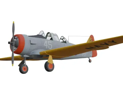 North American T-6 Texan Low-poly 3D model
