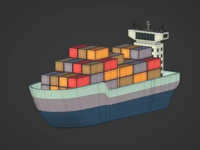 Cartoon Cargo Ship Low-poly 3D model