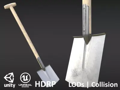 Game-ready Clean Shovel - Unity - HDRP - UE4 Free low-poly 3D model