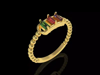Colourfull Baguette Ring 3D print model