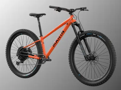 MTB hardtail in orange black Low-poly 3D model