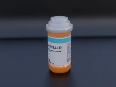 Painkiller medicine bottle Low-poly 3D model