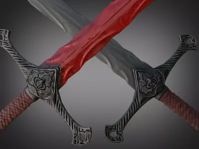Stylized Swords Weapon PBR low-poly game ready Free low-poly 3D model