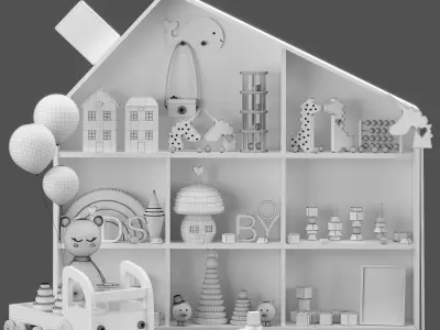 beares and toy shelves  Low-poly 3D model