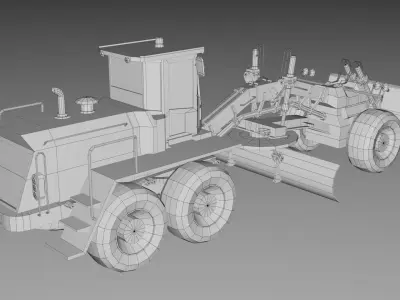 Motor Grader Heavy Machinery Construction Vehicle Low-poly 3D model