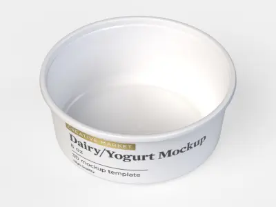 8 oz Dairy Yogurt Dip Sour Cream Plastic Container with Lid 3D model