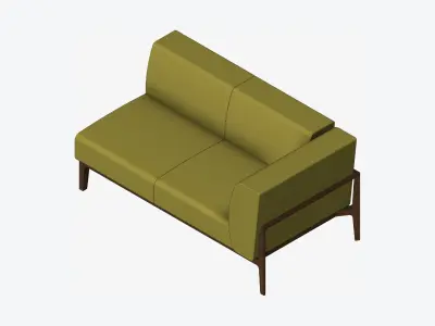 Furniture - Sofa - Contemporary - Oak - Sofa - Left Low-poly 3D model