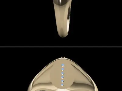 Dainty Signet Ring Diamond Strip Mix Sizes 3D print model