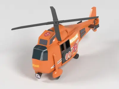 helicopter firefighter Low-poly 3D model