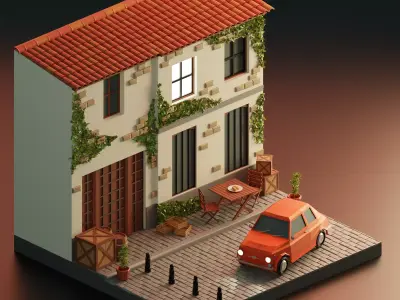 Low-poly Italy installation Low-poly 3D model purchase