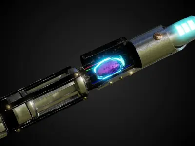 Light saber handle separate pieces low polly 3D model