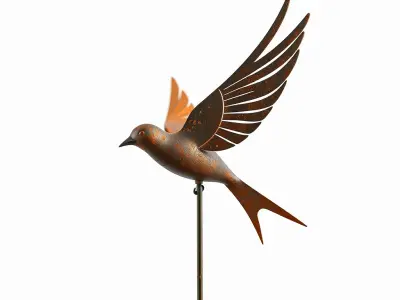 Metal Bird Sculpture Model Pack for D Environments Low-poly 3D model