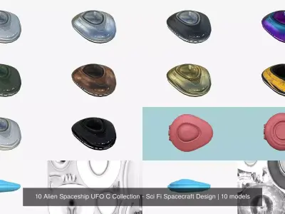 10 Alien Spaceship UFO C Collection - Sci Fi Spacecraft Design 3D Model Pack purchase