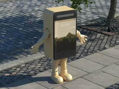 IPhone Costume Character Golden Rigged 3D model