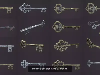 Medieval Skeleton Keys  3D Model Pack