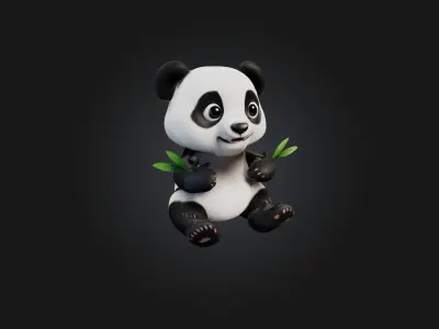 cute cartoon panda model 3D model