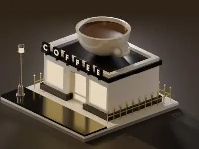 Coffe Shop Low-poly 3D model