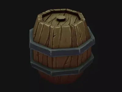 Wooden Handpaint Barrel for Games Low-poly 3D model
