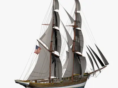 Brig Ship  J W Parker 1874 Brigantino Toscano 3D model