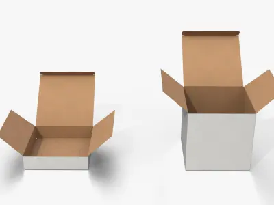 Tuck Top Boxes – White Cube and Flat Set 3D model