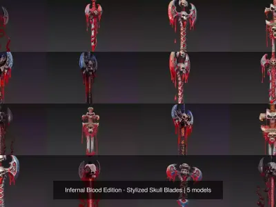 Infernal Blood Edition - Stylized Skull Blades 3D Model Pack