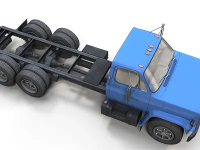 80s industrial frame truck Low-poly 3D model