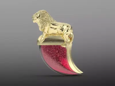 lion necklace claw vintage 3D print model