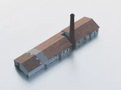 Chinese township factory  Low-poly 3D model