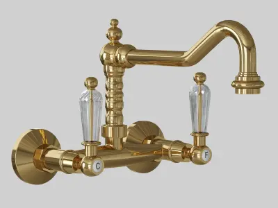 faucet antique brass kitchen 3D model