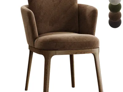 Sillon de mesa roble y tela texturizada Jabote 3D model