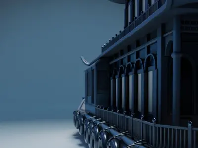 Dragon Pavilion Imperial River Houseboat  Low-poly 3D model