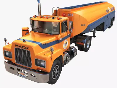 Old american fuel tanker Low-poly 3D model
