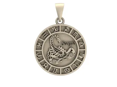 Scorpio Zodiac Pendant 3D print model